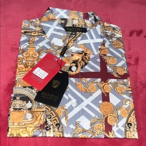 PAVINI Men’s Baroque Print Long Sleeve Button Down Shirt.  Size M.  New with tag